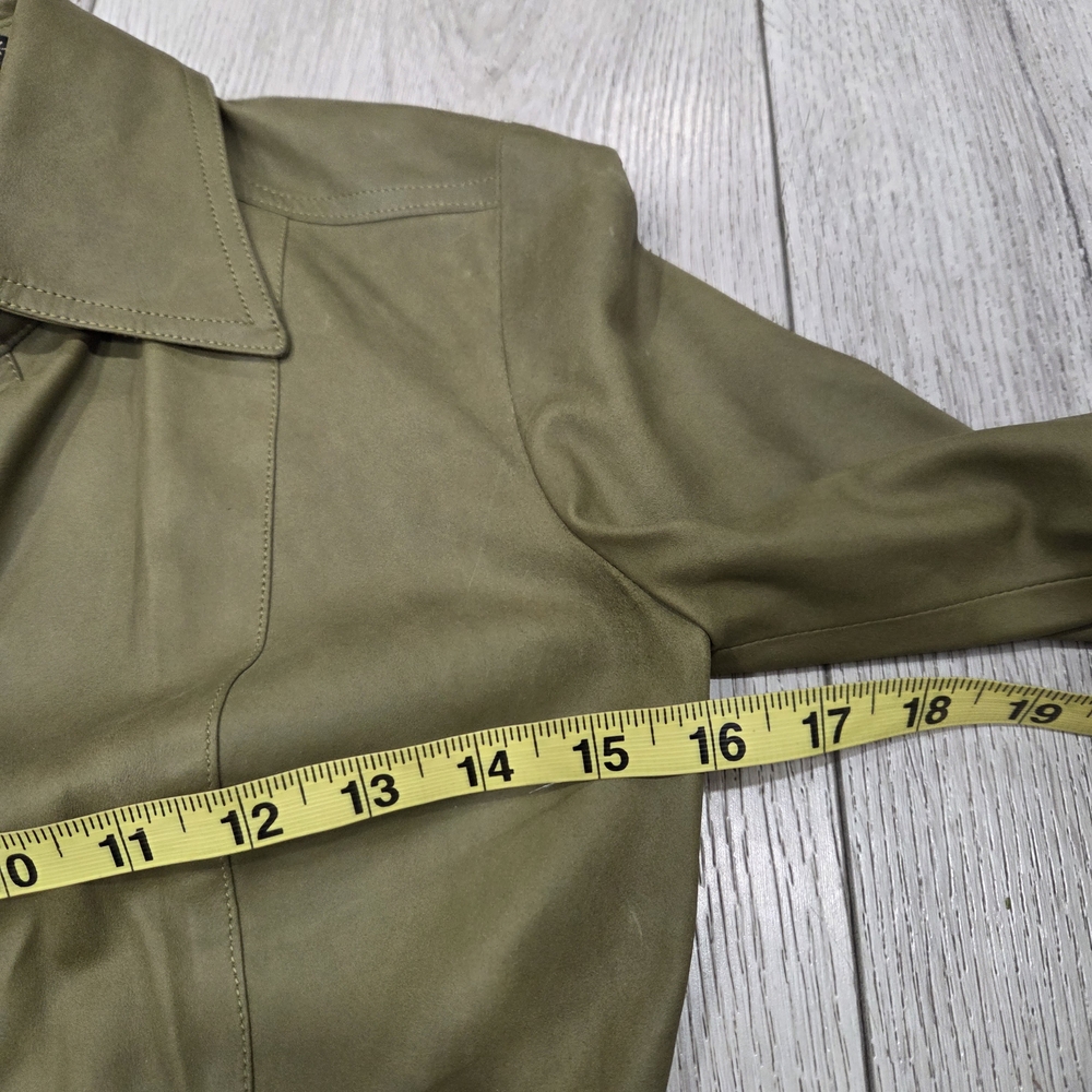 Rare Plein Sud Leather Olive Green  Button-Up Pant Set - Picture 7 of 16